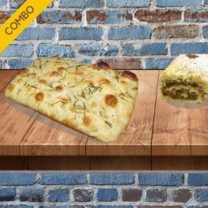 Combo Focaccia Alecrim e Rocambole Doce de Leite